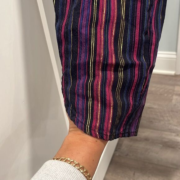 MARINE LAYER Allison Multi-Colored Magenta Gold Lurex Stripped Pants, Size M - Picture 6 of 13